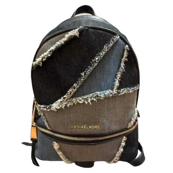 Michael Kors Denim Patchwork Rhea Backpack - Picture 2 of 9